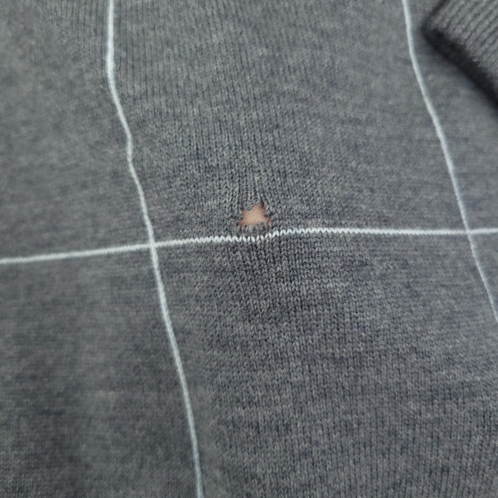 Peter Millar Sweater Mens XL Gray Merino Wool 1/4 Zip Mock Neck Pullover Check - Picture 5 of 12